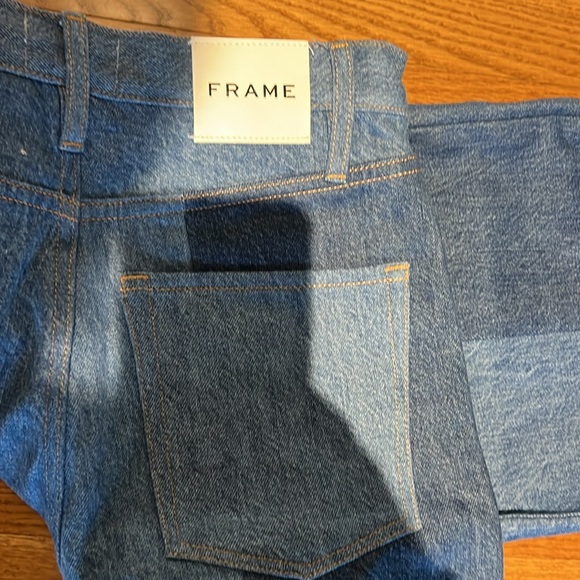 NWT FRAME Atelier Pixie Pieced 1978 Patchwork Panel High Rise Wide Leg Jean Gale - Picture 8 of 9